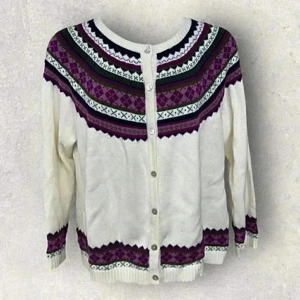Appleseed's Cardigan with purple nordic pattern Women's size XL